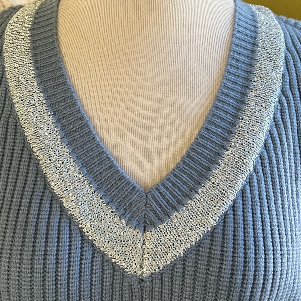 Gemma & Jane Sweater in Blue with Light Trim
